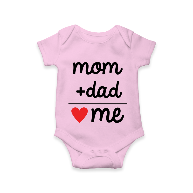 Mom + Dad Romper | Custom Baby Romper Celebrating Family Love - BABY PINK - New Born (Chest 14")