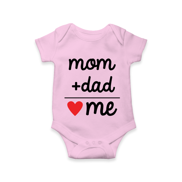 Mom + Dad Romper | Custom Baby Romper Celebrating Family Love - BABY PINK - New Born (Chest 14")