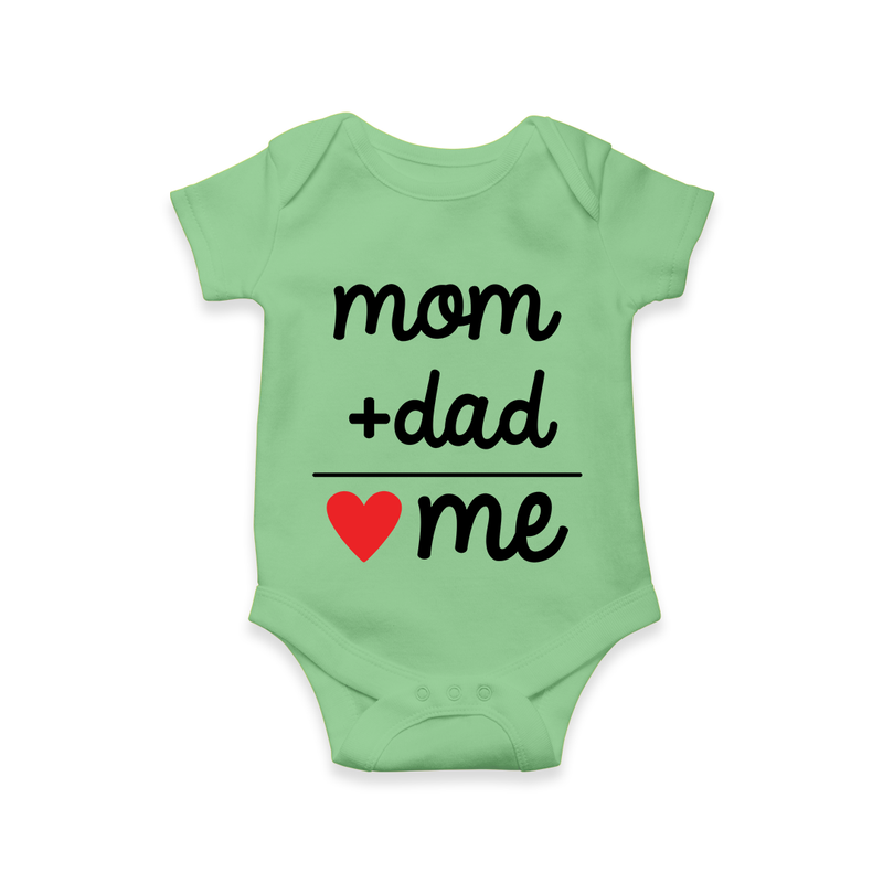Mom + Dad Romper | Custom Baby Romper Celebrating Family Love - GREEN - New Born (Chest 14")