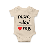 Mom + Dad Romper | Custom Baby Romper Celebrating Family Love - IVORY - New Born (Chest 14")