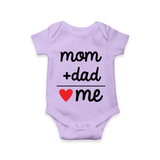 Mom + Dad Romper | Custom Baby Romper Celebrating Family Love - LILAC - New Born (Chest 14")