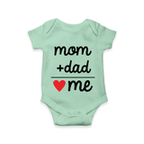 Mom + Dad Romper | Custom Baby Romper Celebrating Family Love - MINT GREEN - New Born (Chest 14")
