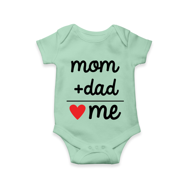 Mom + Dad Romper | Custom Baby Romper Celebrating Family Love - MINT GREEN - New Born (Chest 14")