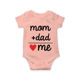 Mom + Dad Romper | Custom Baby Romper Celebrating Family Love - PEACH - New Born (Chest 14")