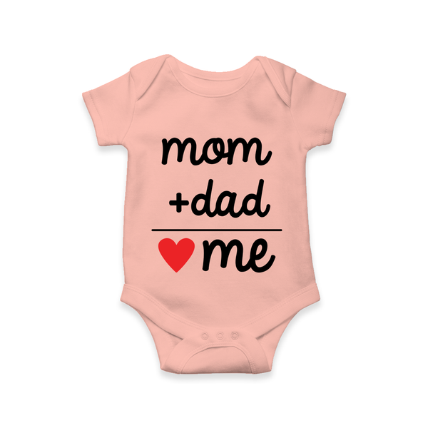 Mom + Dad Romper | Custom Baby Romper Celebrating Family Love - PEACH - New Born (Chest 14")