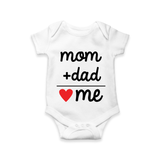 Mom + Dad Romper | Custom Baby Romper Celebrating Family Love - WHITE - New Born (Chest 14")