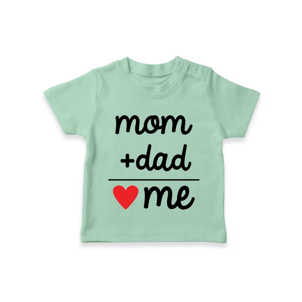 Mom + Dad TShirt | Custom Baby TShirt Celebrating Family Love - MINT GREEN - 0-5 Months Old (Chest 17")