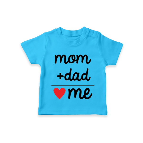 Mom + Dad TShirt | Custom Baby TShirt Celebrating Family Love - SKY BLUE - 0-5 Months Old (Chest 17")