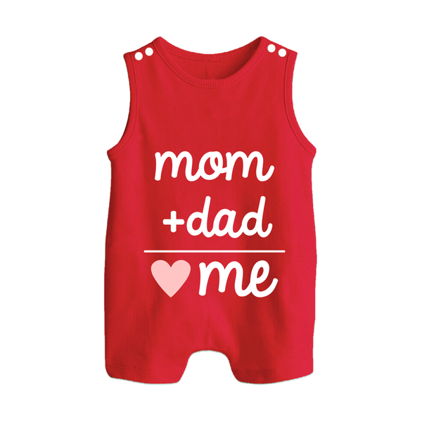 Mom + Dad Romper Suit | Custom Baby Romper Suit Celebrating Family Love - RED - 0 - 5 Months Old (Chest 18")