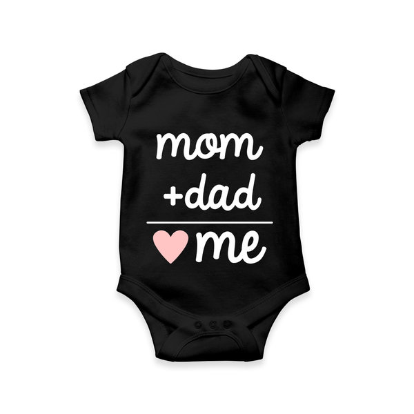 Mom + Dad Romper | Custom Baby Romper Celebrating Family Love - BLACK - New Born (Chest 14")