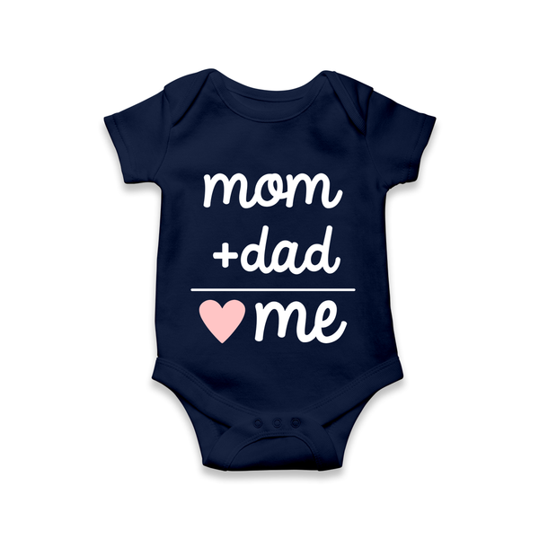 Mom + Dad Romper | Custom Baby Romper Celebrating Family Love - NAVY BLUE - New Born (Chest 14")