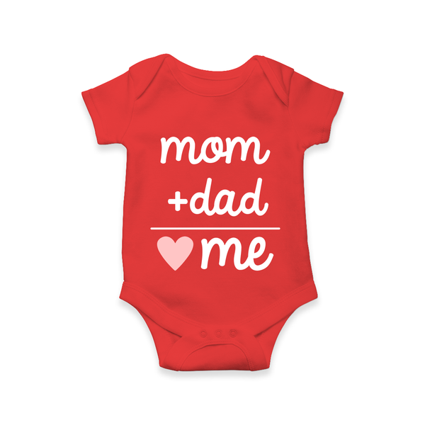 Mom + Dad Romper | Custom Baby Romper Celebrating Family Love - RED - New Born (Chest 14")