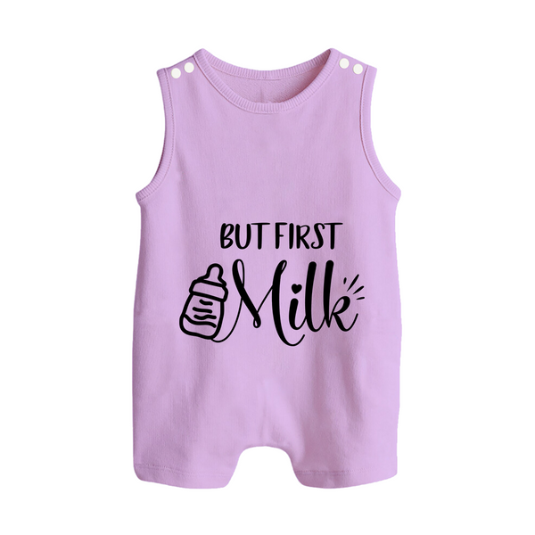 But First Milk Romper Suit | Custom Baby Romper Suit for Milk Lovers - LILAC - 0 - 5 Months Old (Chest 18")