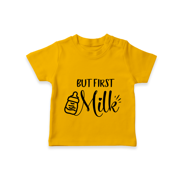 But First Milk TShirt | Custom Baby TShirt for Milk Lovers - CHROME YELLOW - 0-5 Months Old (Chest 17")