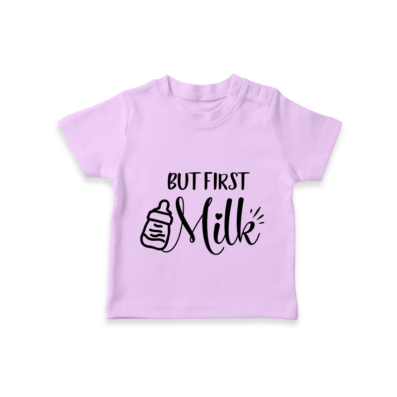 But First Milk TShirt | Custom Baby TShirt for Milk Lovers - LILAC - 0-5 Months Old (Chest 17")