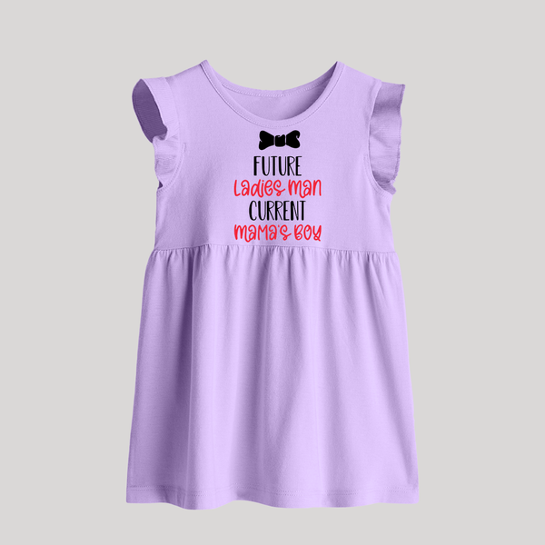 Future Ladies' Man Current Mama's Boy Baby Frock | Personalized BabyFrock for Mama's Boy - LILAC - 0 - 3 Months Old (Chest 17")