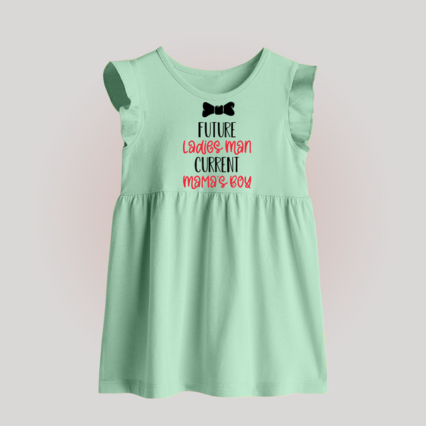 Future Ladies' Man Current Mama's Boy Baby Frock | Personalized BabyFrock for Mama's Boy - MINT GREEN - 0 - 3 Months Old (Chest 17")