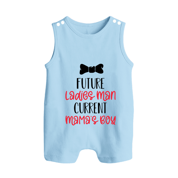 Future Ladies' Man Current Mama's Boy Romper Suit | Personalized Baby Romper Suit for Mama's Boy - BABY BLUE - 0 - 5 Months Old (Chest 18")