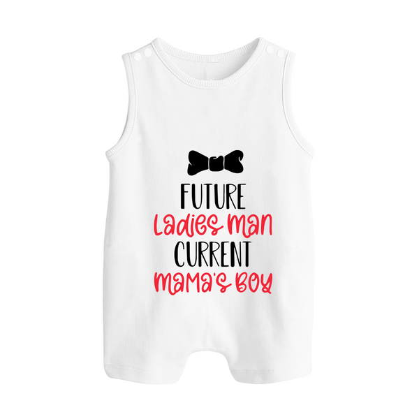 Future Ladies' Man Current Mama's Boy Romper Suit | Personalized Baby Romper Suit for Mama's Boy - WHITE - 0 - 5 Months Old (Chest 18")