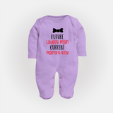 Future Ladies' Man Current Mama's Boy Sleep Suit | Personalized Baby Sleep Suit for Mama's Boy - LILAC - New Born (Chest 7.5")