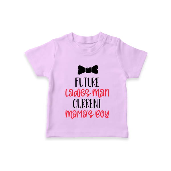 Future Ladies' Man Current Mama's Boy TShirt | Personalized Baby TShirt for Mama's Boy - LILAC - 0-5 Months Old (Chest 17")
