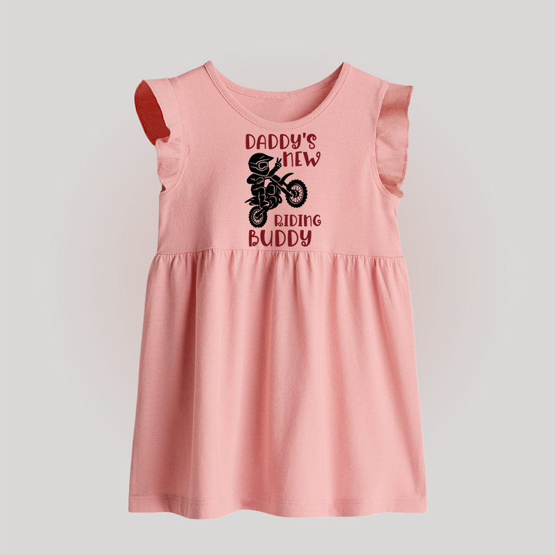 Daddy's New Riding Buddy Baby Frock | Personalized BabyFrock for Daddy's Little Partner - BABY PINK - 0 - 3 Months Old (Chest 17")
