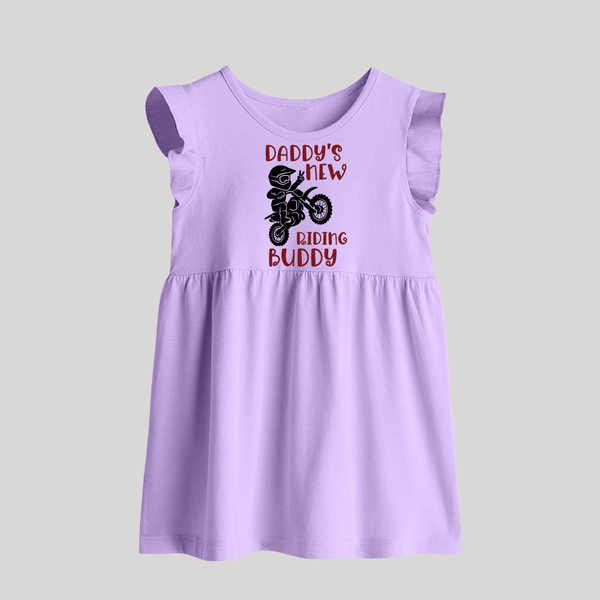 Daddy's New Riding Buddy Baby Frock | Personalized BabyFrock for Daddy's Little Partner - LILAC - 0 - 3 Months Old (Chest 17")