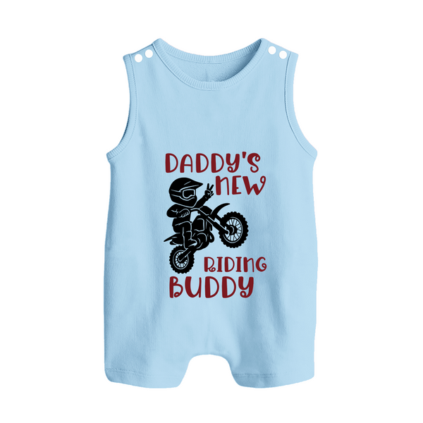Daddy's New Riding Buddy Romper Suit | Personalized Baby Romper Suit for Daddy's Little Partner - BABY BLUE - 0 - 5 Months Old (Chest 18")