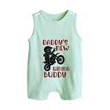 Daddy's New Riding Buddy Romper Suit | Personalized Baby Romper Suit for Daddy's Little Partner - MINT GREEN - 0 - 5 Months Old (Chest 18")