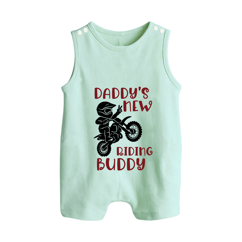 Daddy's New Riding Buddy Romper Suit | Personalized Baby Romper Suit for Daddy's Little Partner - MINT GREEN - 0 - 5 Months Old (Chest 18")