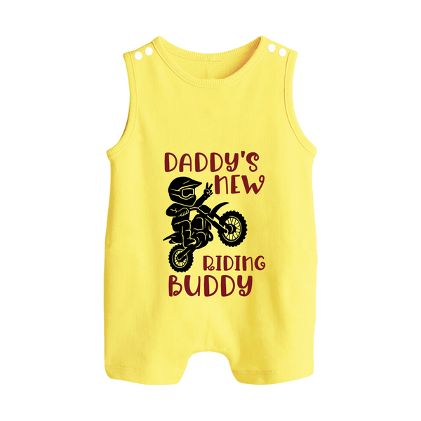 Daddy's New Riding Buddy Romper Suit | Personalized Baby Romper Suit for Daddy's Little Partner - PASTEL YELLOW - 0 - 5 Months Old (Chest 18")