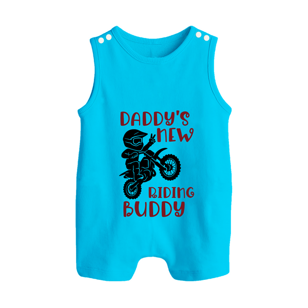 Daddy's New Riding Buddy Romper Suit | Personalized Baby Romper Suit for Daddy's Little Partner - SKY BLUE - 0 - 5 Months Old (Chest 18")