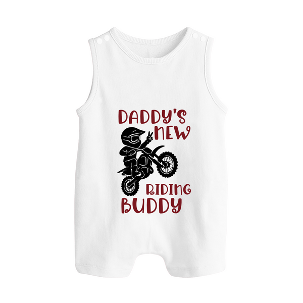Daddy's New Riding Buddy Romper Suit | Personalized Baby Romper Suit for Daddy's Little Partner - WHITE - 0 - 5 Months Old (Chest 18")