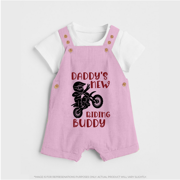 Daddy's New Riding Buddy Dungaree | Personalized Baby Dungaree for Daddy's Little Partner - BABY PINK - 0 - 5 Months Old (Chest 18")