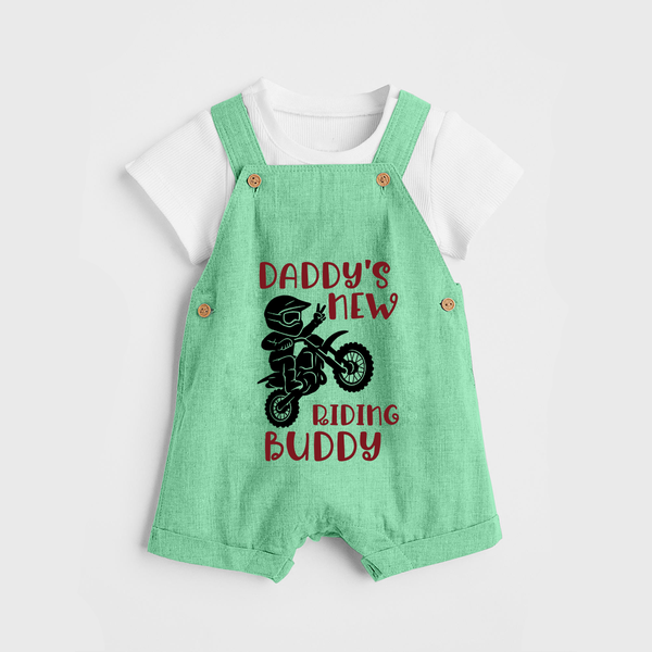 Daddy's New Riding Buddy Dungaree | Personalized Baby Dungaree for Daddy's Little Partner - GREEN - 0 - 5 Months Old (Chest 18")
