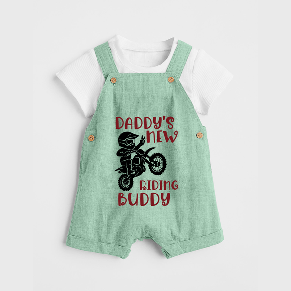 Daddy's New Riding Buddy Dungaree | Personalized Baby Dungaree for Daddy's Little Partner - MINT GREEN - 0 - 5 Months Old (Chest 18")