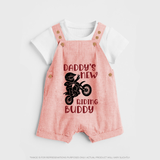 Daddy's New Riding Buddy Dungaree | Personalized Baby Dungaree for Daddy's Little Partner - PEACH - 0 - 5 Months Old (Chest 18")