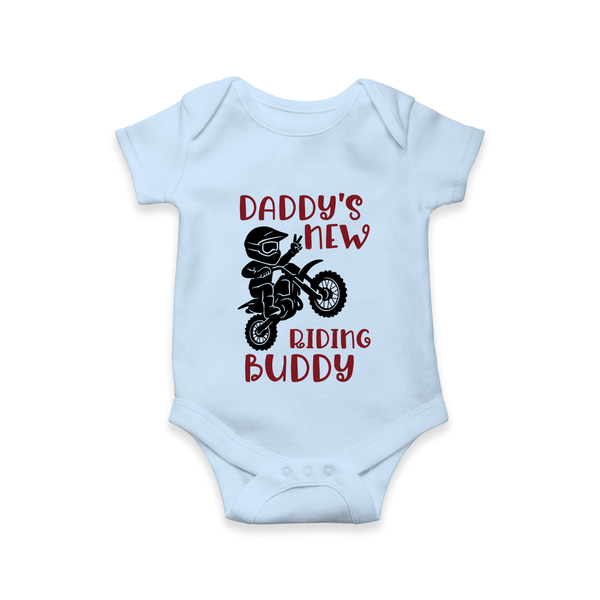 Daddy's New Riding Buddy Romper | Personalized Baby Romper for Daddy's Little Partner - BABY BLUE - New Born (Chest 14")