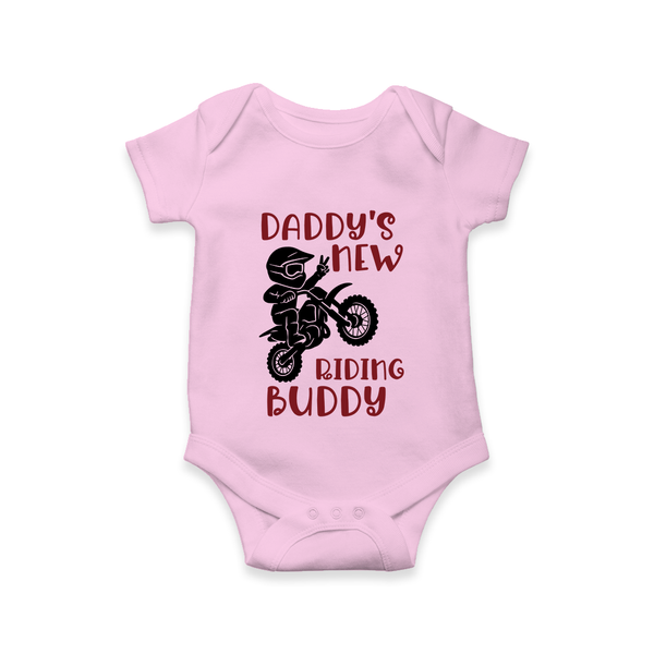 Daddy's New Riding Buddy Romper | Personalized Baby Romper for Daddy's Little Partner - BABY PINK - New Born (Chest 14")