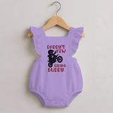 Daddy's New Riding Buddy Romper Frock | Personalized Baby Romper Frock for Daddy's Little Partner - LILAC - 0 - 3 Months Old (Chest 19")