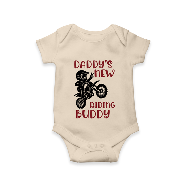Daddy's New Riding Buddy Romper | Personalized Baby Romper for Daddy's Little Partner - IVORY - New Born (Chest 14")
