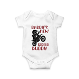 Daddy's New Riding Buddy Romper | Personalized Baby Romper for Daddy's Little Partner - WHITE - New Born (Chest 14")