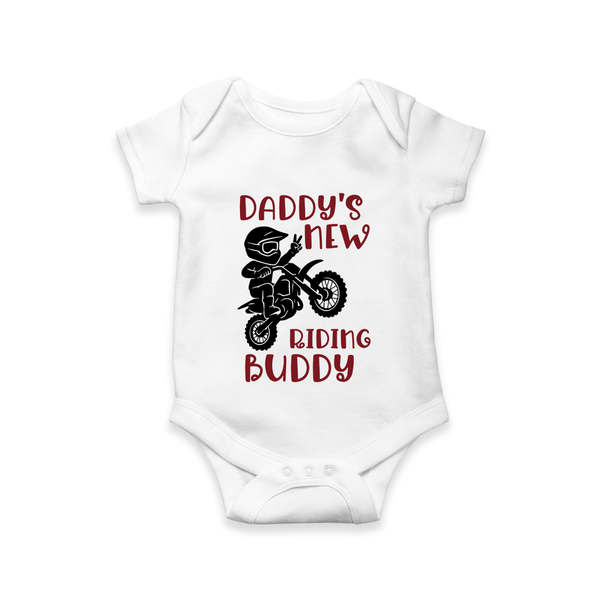 Daddy's New Riding Buddy Romper | Personalized Baby Romper for Daddy's Little Partner - WHITE - New Born (Chest 14")