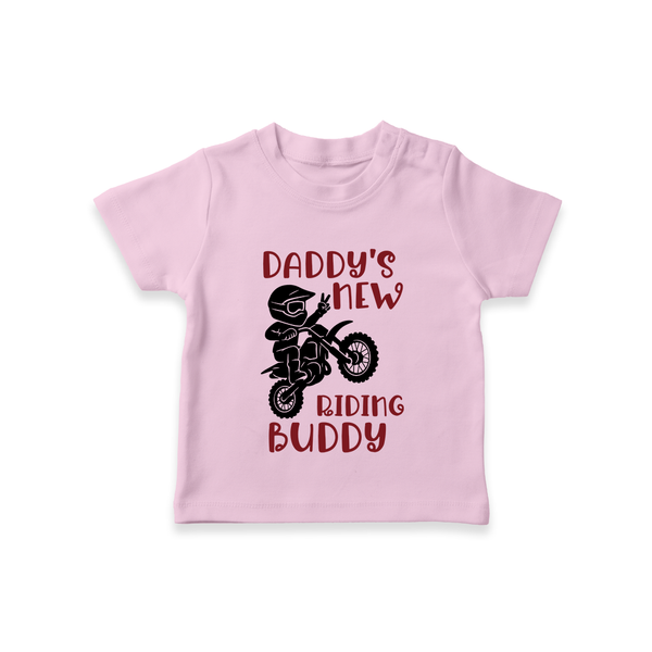 Daddy's New Riding Buddy TShirt | Personalized Baby TShirt for Daddy's Little Partner - BABY PINK - 0-5 Months Old (Chest 17")