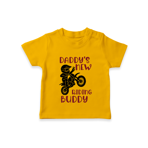 Daddy's New Riding Buddy TShirt | Personalized Baby TShirt for Daddy's Little Partner - CHROME YELLOW - 0-5 Months Old (Chest 17")