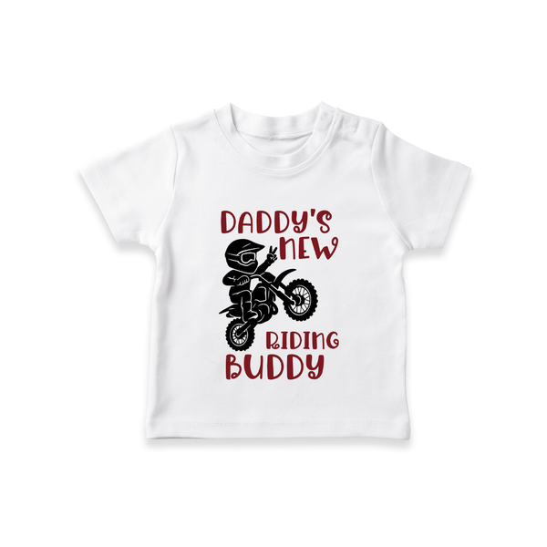 Daddy's New Riding Buddy TShirt | Personalized Baby TShirt for Daddy's Little Partner - WHITE - 0-5 Months Old (Chest 17")