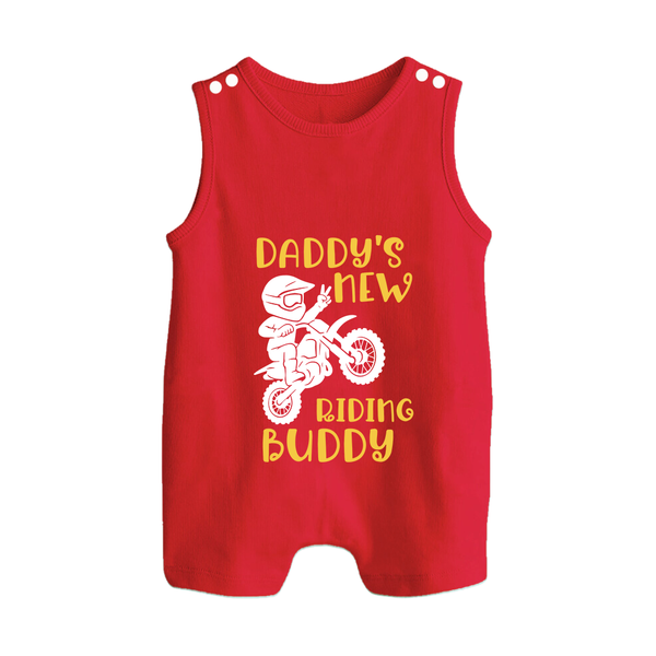Daddy's New Riding Buddy Romper Suit | Personalized Baby Romper Suit for Daddy's Little Partner - RED - 0 - 5 Months Old (Chest 18")