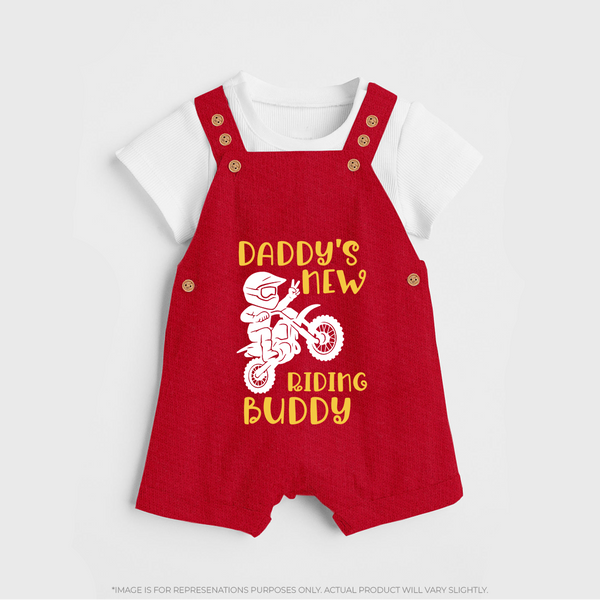 Daddy's New Riding Buddy Dungaree | Personalized Baby Dungaree for Daddy's Little Partner - RED - 0 - 5 Months Old (Chest 18")