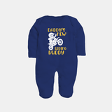 Daddy's New Riding Buddy Sleep Suit | Personalized Baby Sleep Suit for Daddy's Little Partner - NAVY BLUE - New Born (Chest 7.5")