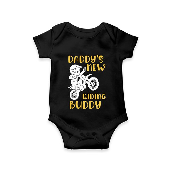 Daddy's New Riding Buddy Romper | Personalized Baby Romper for Daddy's Little Partner - BLACK - New Born (Chest 14")